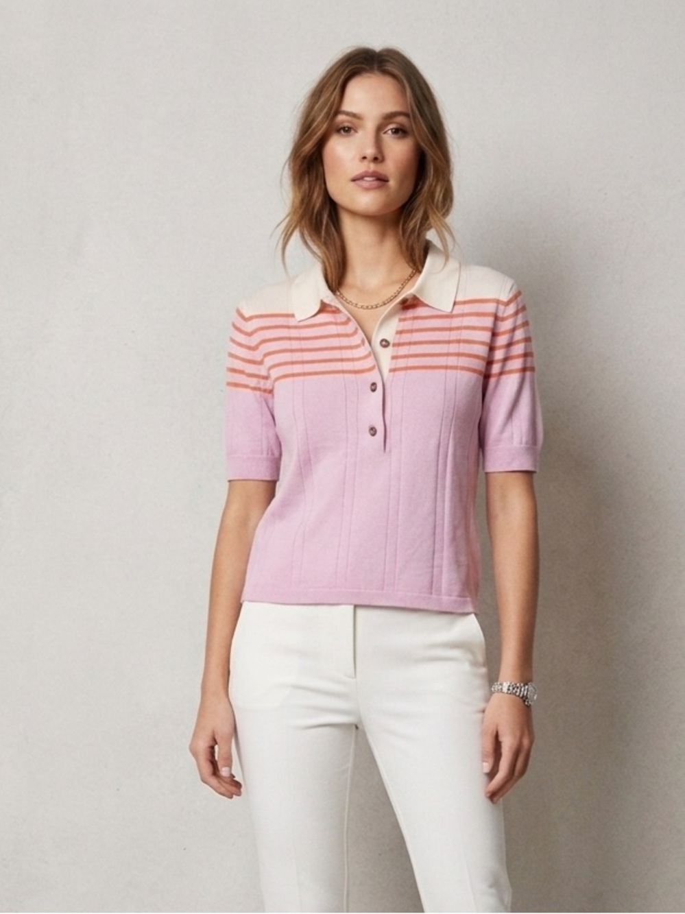 NWT La Ligne Short Sleeve Merino Wool Polo Shirt